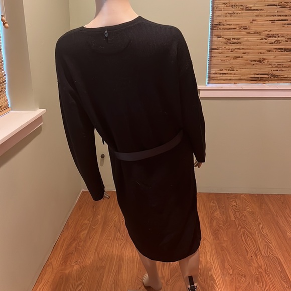 Rudsak Black Wool Knit Sweater Dress With Ribbon Cinch Belt Size L - Picture 4 of 11
